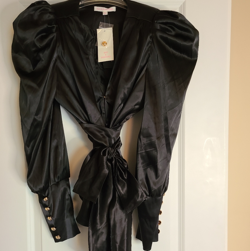 Black satin feel top